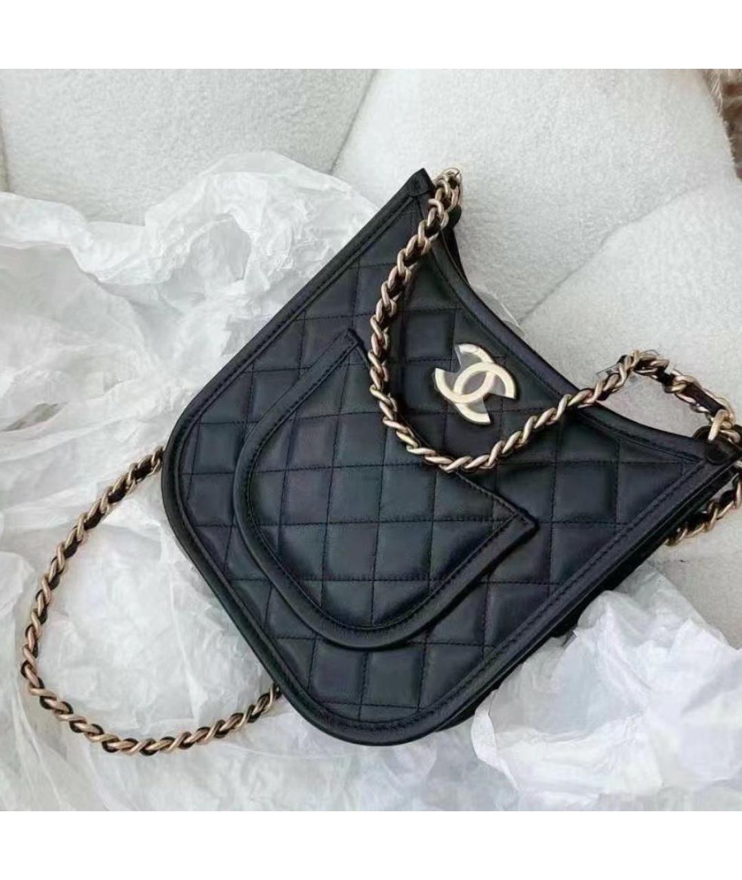 CHANEL Черная кожаная сумка через плечо, фото 4