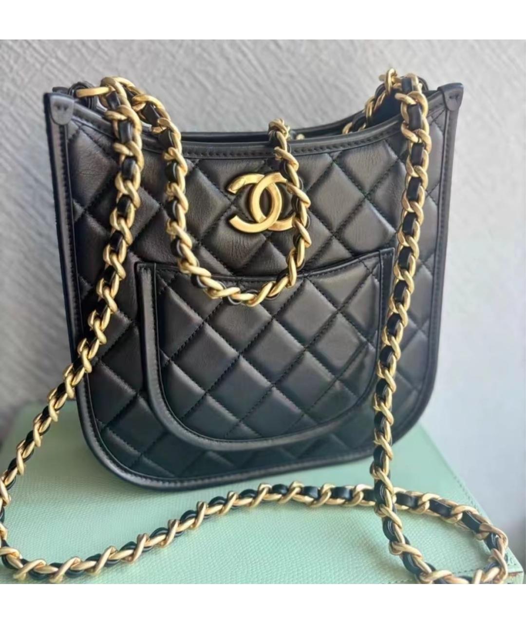 CHANEL Черная кожаная сумка через плечо, фото 5