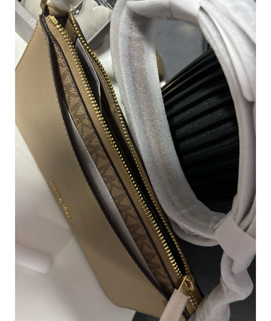 MICHAEL KORS Бежевая сумка через плечо из искусственной кожи, фото 4