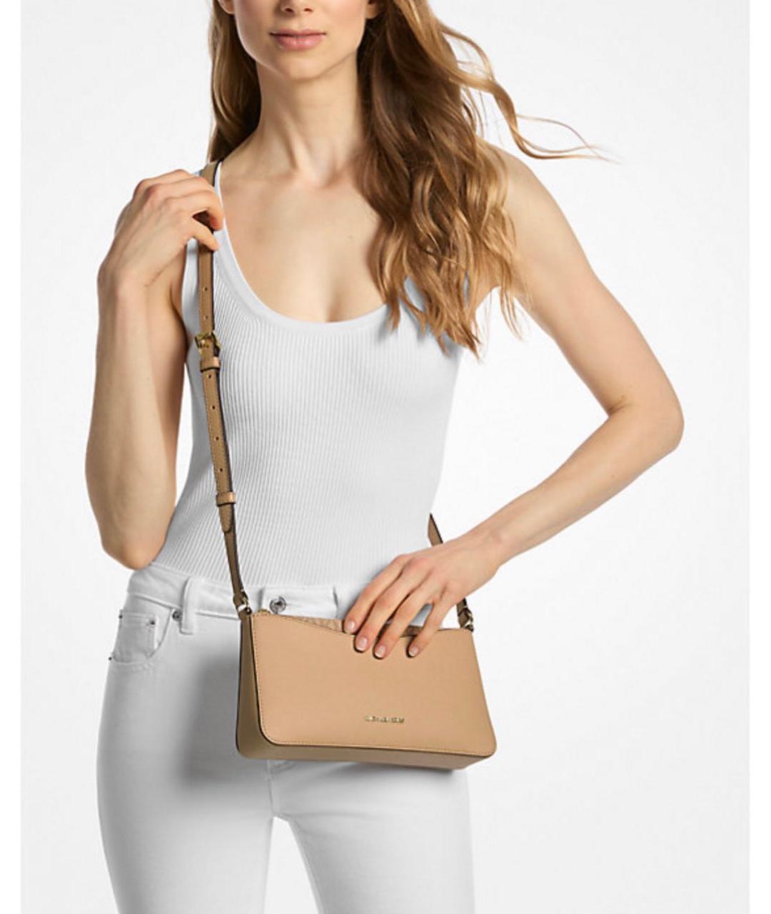 MICHAEL KORS Бежевая сумка через плечо из искусственной кожи, фото 6