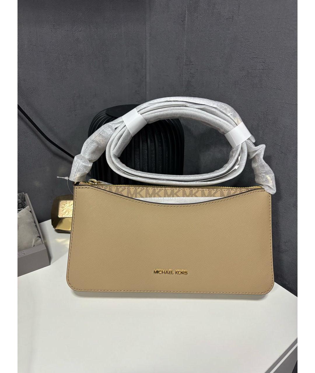 MICHAEL KORS Бежевая сумка через плечо из искусственной кожи, фото 2