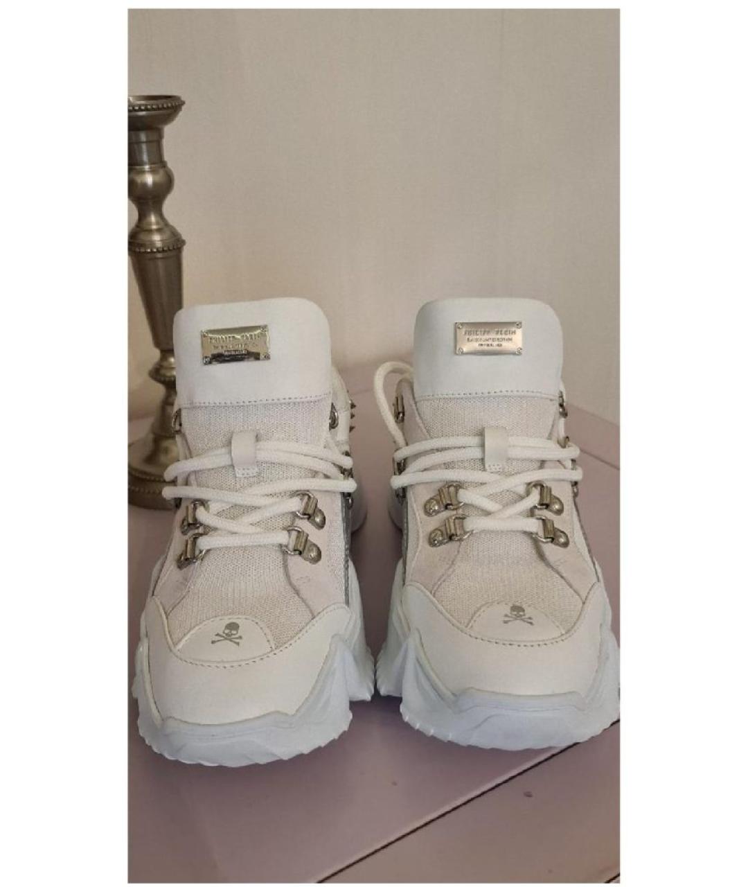 PHILIPP PLEIN Бежевые текстильные кроссовки, фото 2