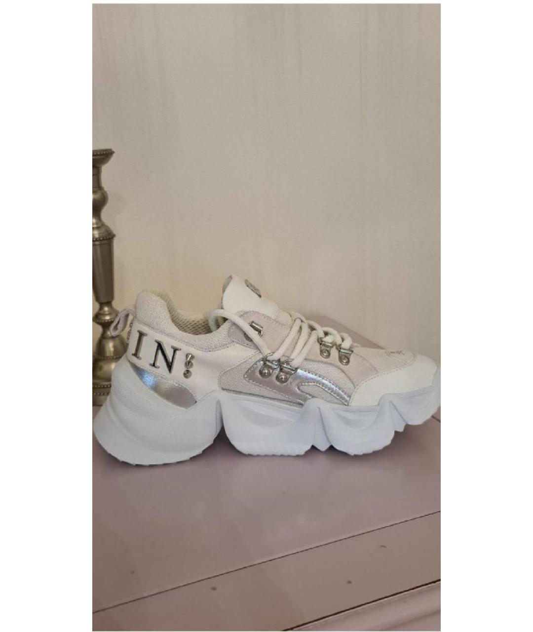 PHILIPP PLEIN Бежевые текстильные кроссовки, фото 5