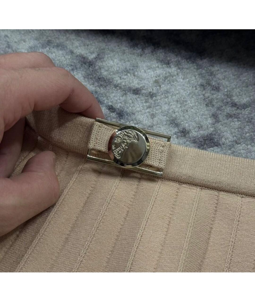 VERSACE COLLECTION Бежевая вискозная юбка мини, фото 3