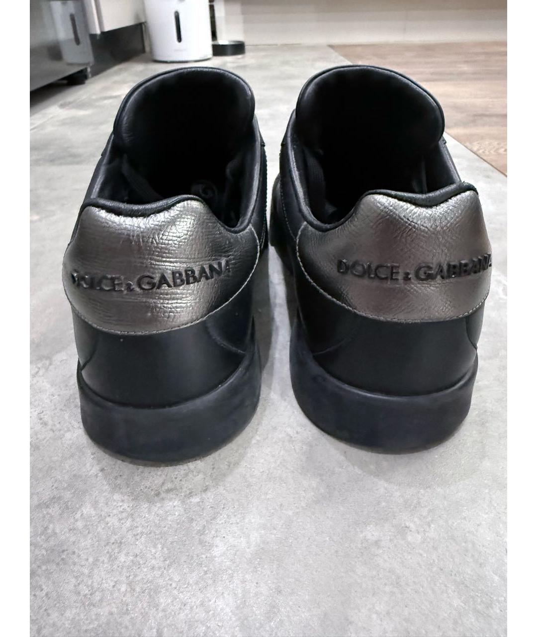 DOLCE&GABBANA Черные кожаные низкие кроссовки / кеды, фото 4