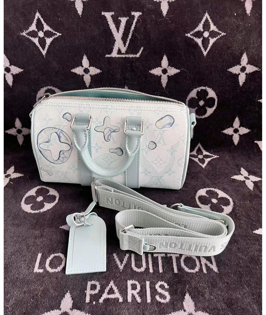 LOUIS VUITTON Голубая кожаная сумка с короткими ручками, фото 6