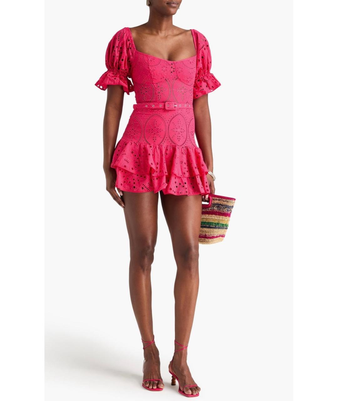 CHARO RUIZ Фуксия хлопковое коктейльное платье, фото 2