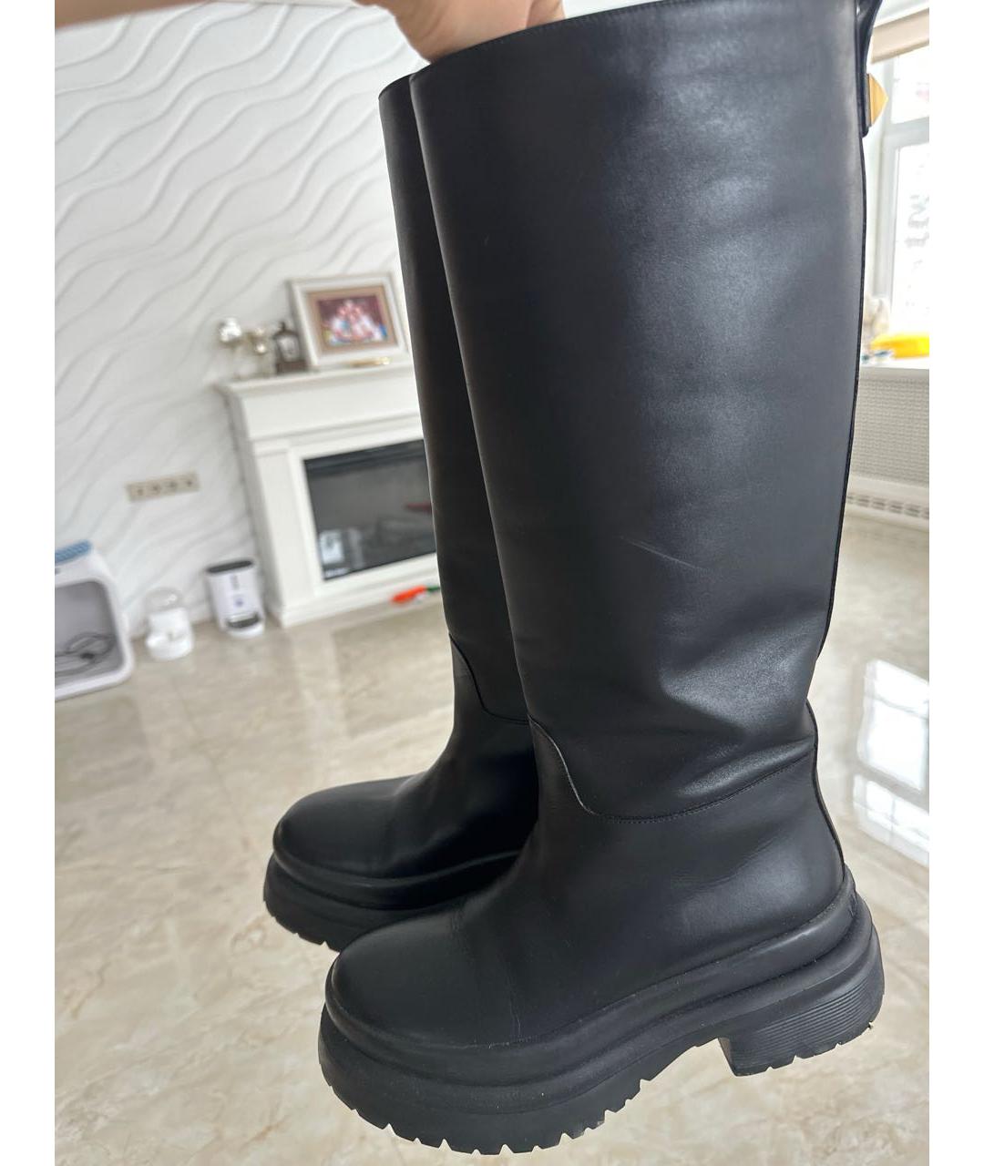 VALENTINO Черные кожаные сапоги, фото 5