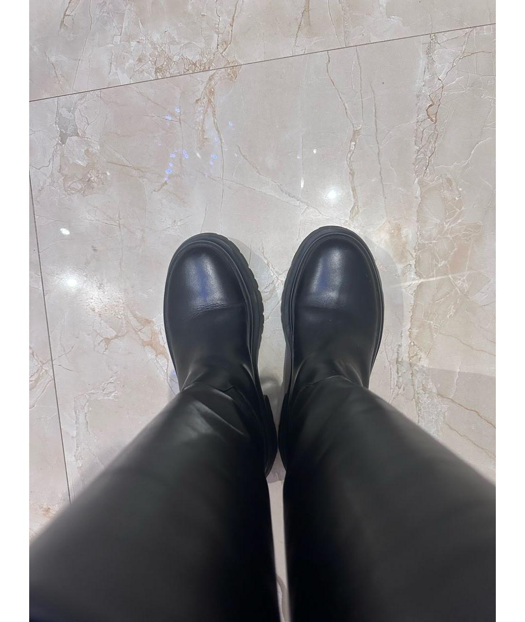 VALENTINO Черные кожаные сапоги, фото 3