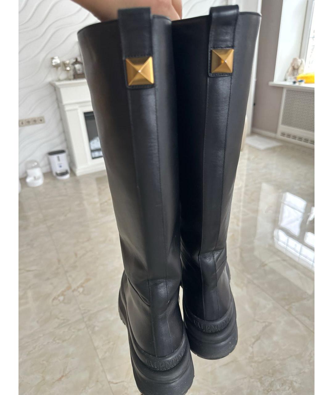 VALENTINO Черные кожаные сапоги, фото 2