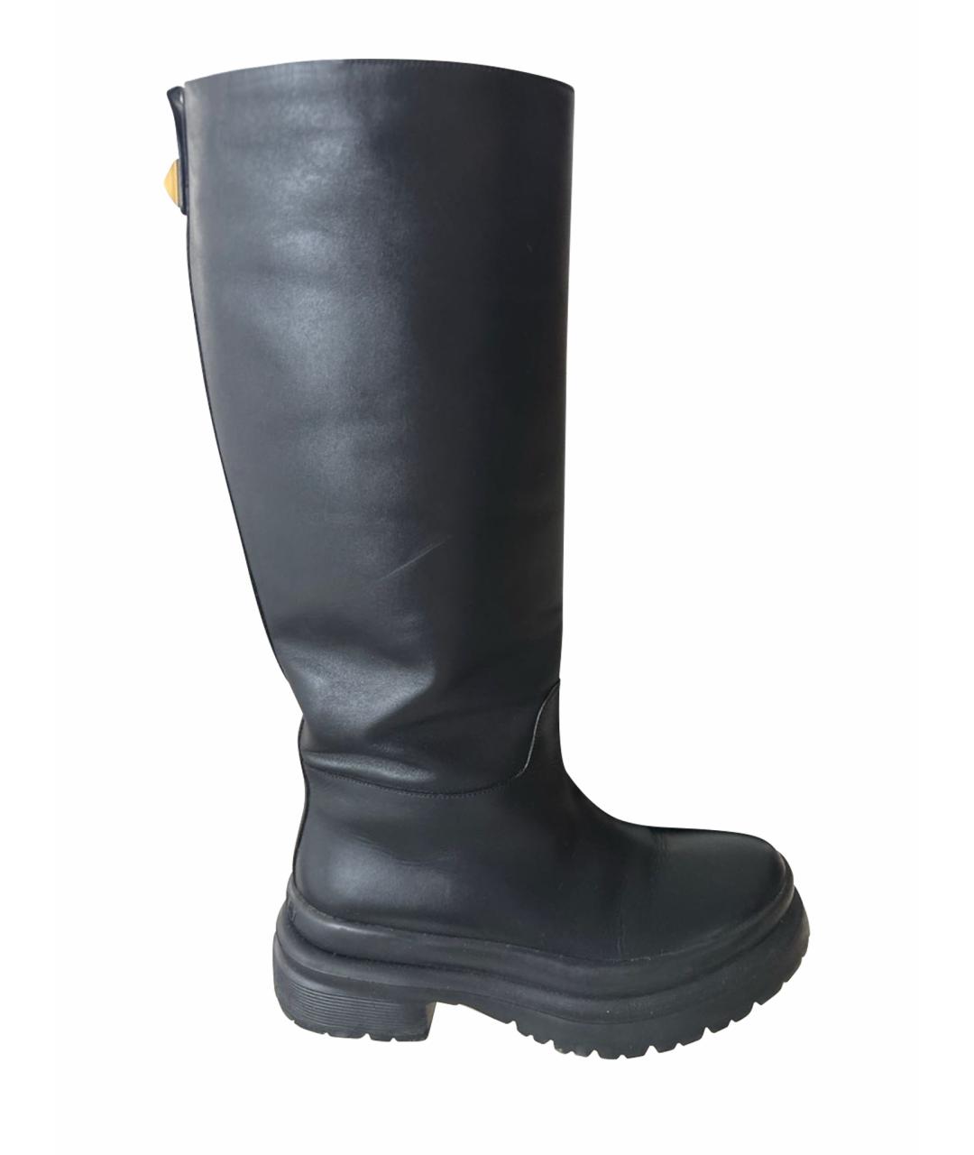 VALENTINO Черные кожаные сапоги, фото 1