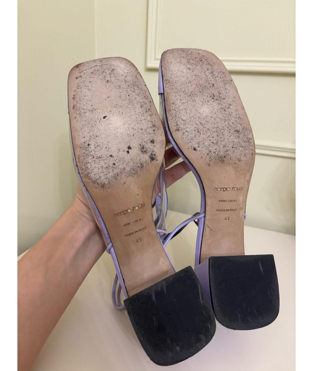 SERGIO ROSSI Фиолетовые кожаные туфли, фото 7