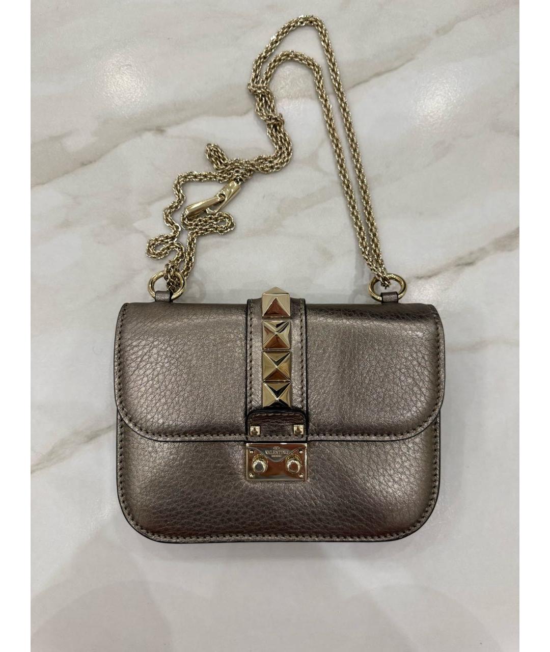 VALENTINO Серебряная кожаная сумка через плечо, фото 5