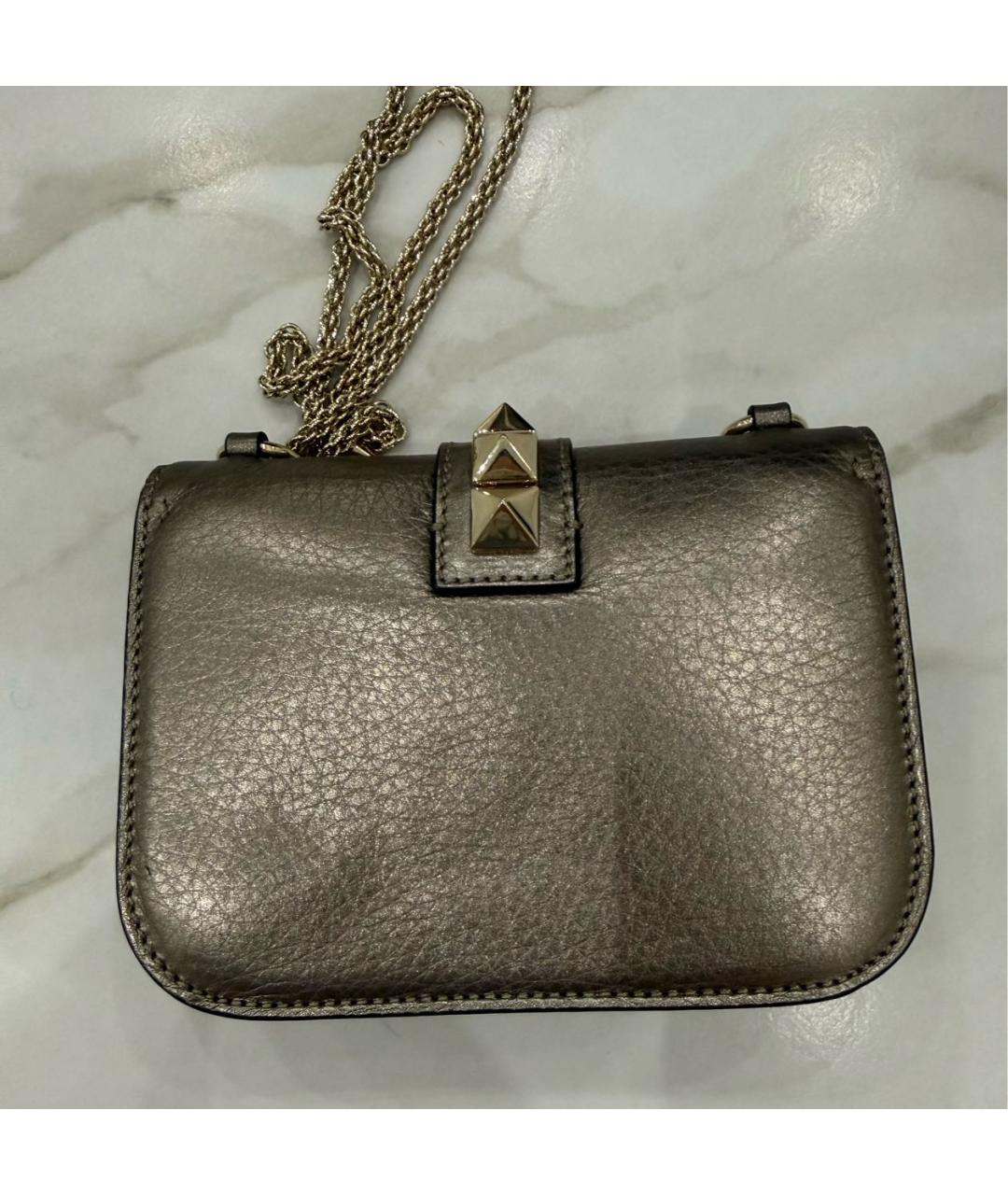 VALENTINO Серебряная кожаная сумка через плечо, фото 2