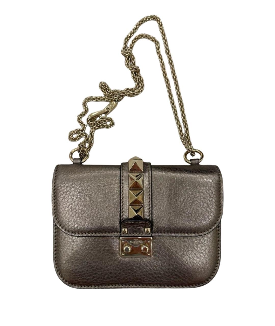 VALENTINO Серебряная кожаная сумка через плечо, фото 1
