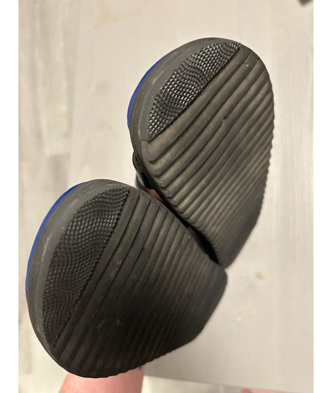 ALEXANDER MCQUEEN Темно-синие кожаные шлепанцы, фото 4