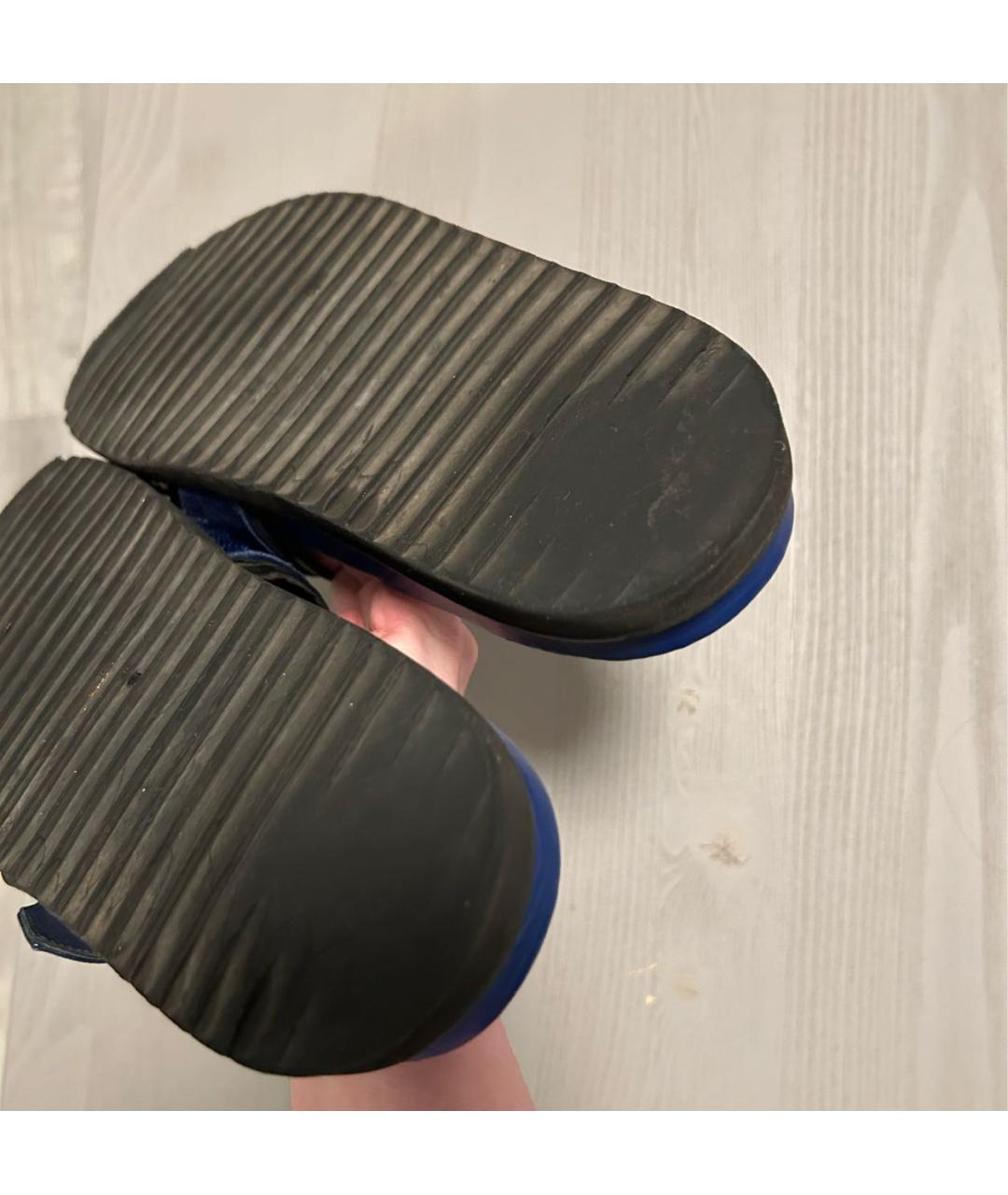 ALEXANDER MCQUEEN Темно-синие кожаные шлепанцы, фото 5