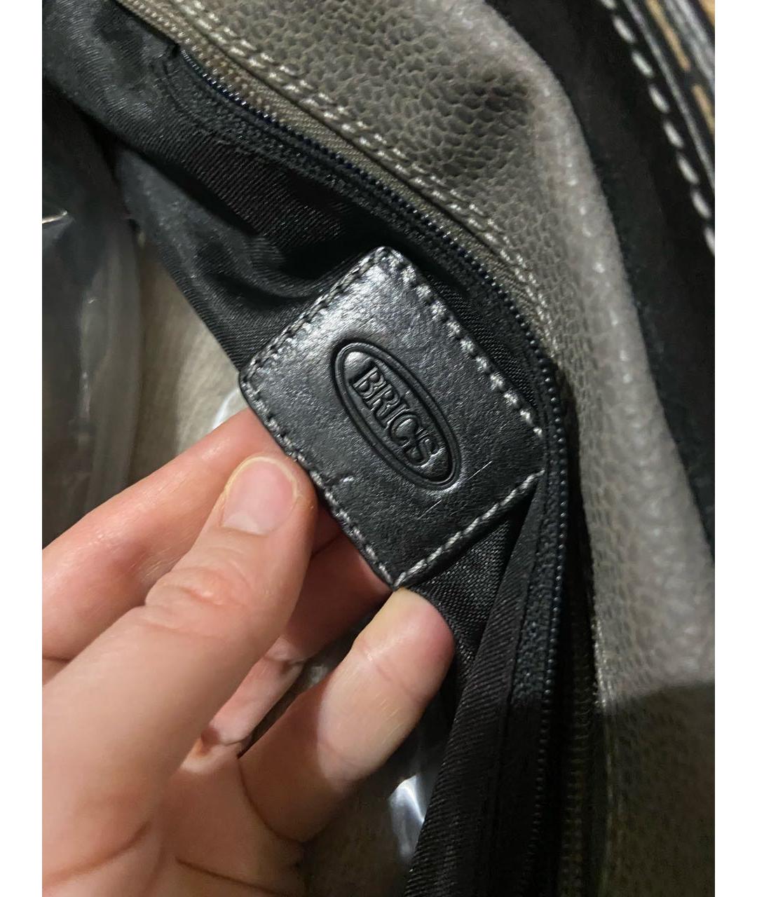 BRIC'S Антрацитовая кожаная сумка тоут, фото 7