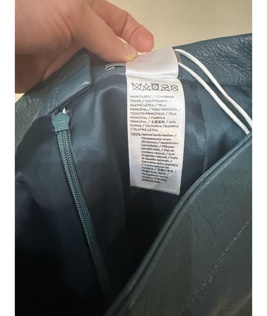 12 STOREEZ Бирюзовая кожаная юбка мини, фото 3