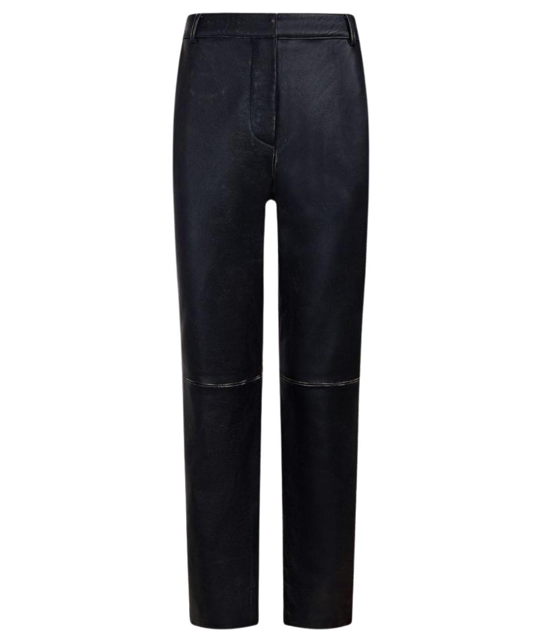 12 STOREEZ Черные кожаные прямые брюки, фото 1
