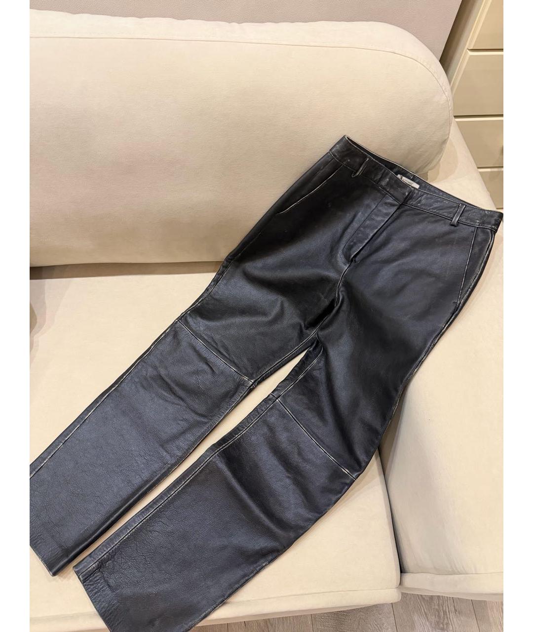 12 STOREEZ Черные кожаные прямые брюки, фото 2