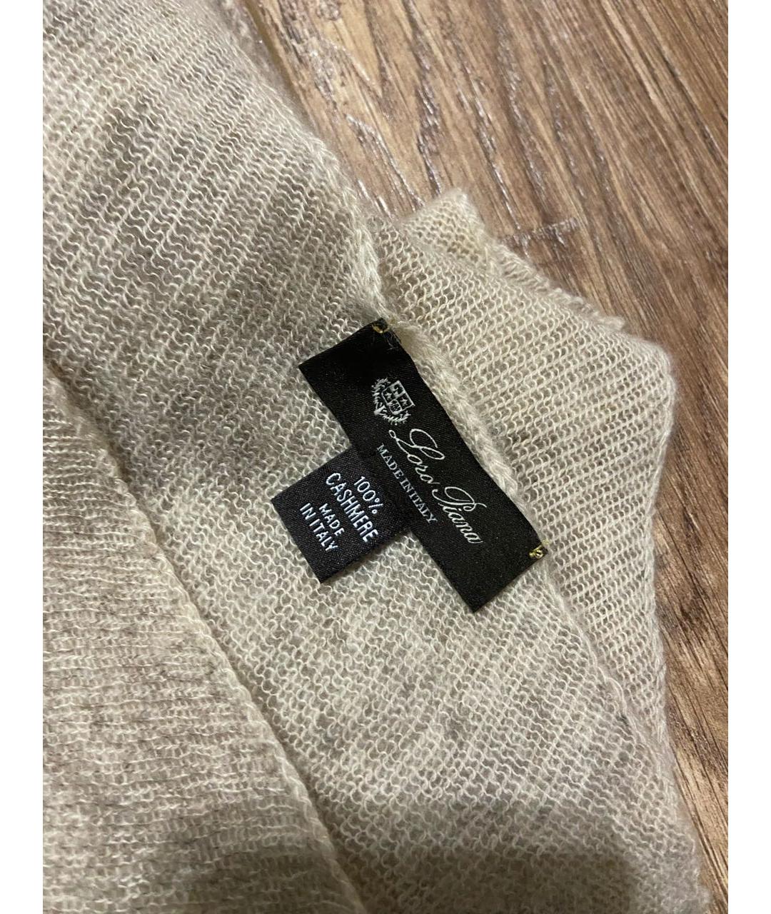 LORO PIANA Бежевый кашемировый шарф, фото 3