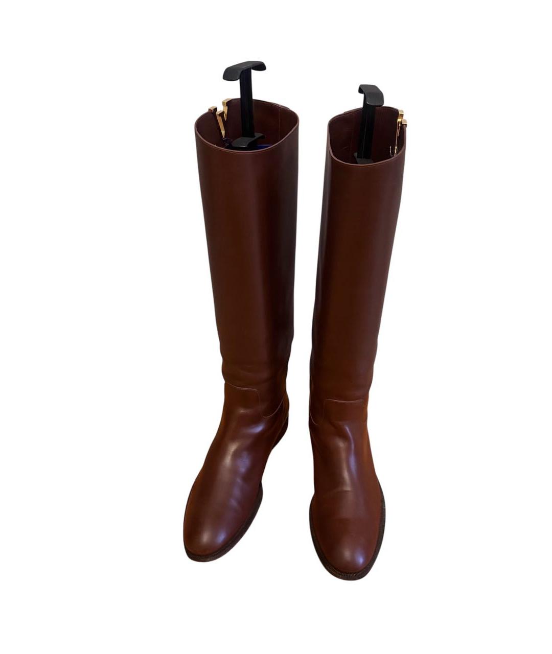 LOUIS VUITTON Коричневые кожаные сапоги, фото 2