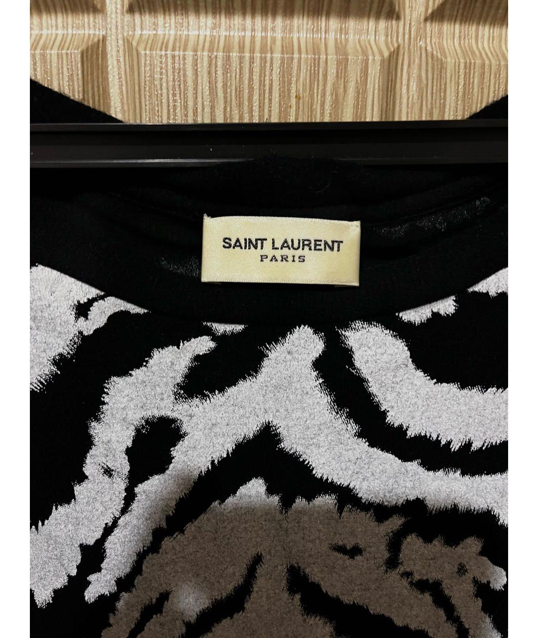 SAINT LAURENT Черная хлопковая футболка, фото 4