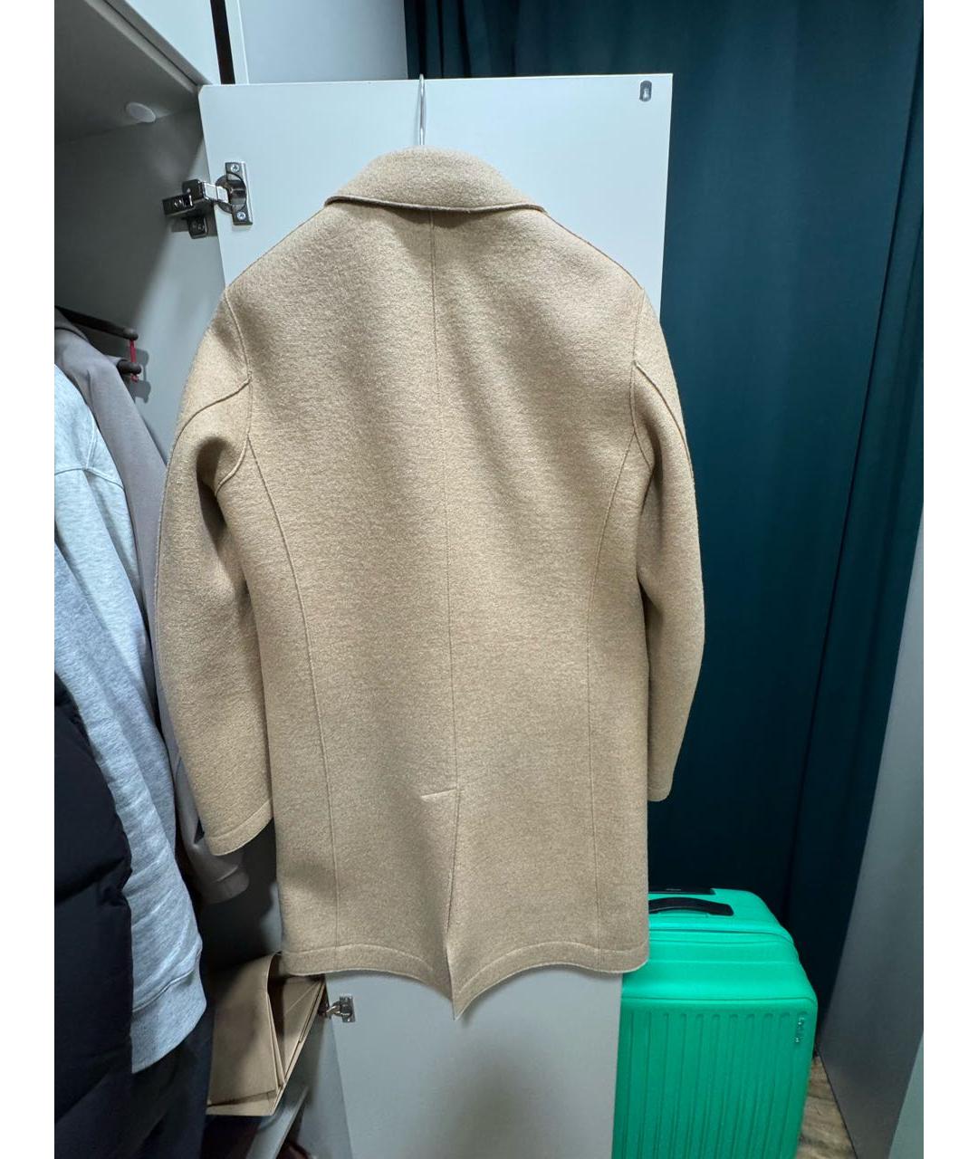 HARRIS WHARF LONDON Бежевое шерстяное пальто, фото 6