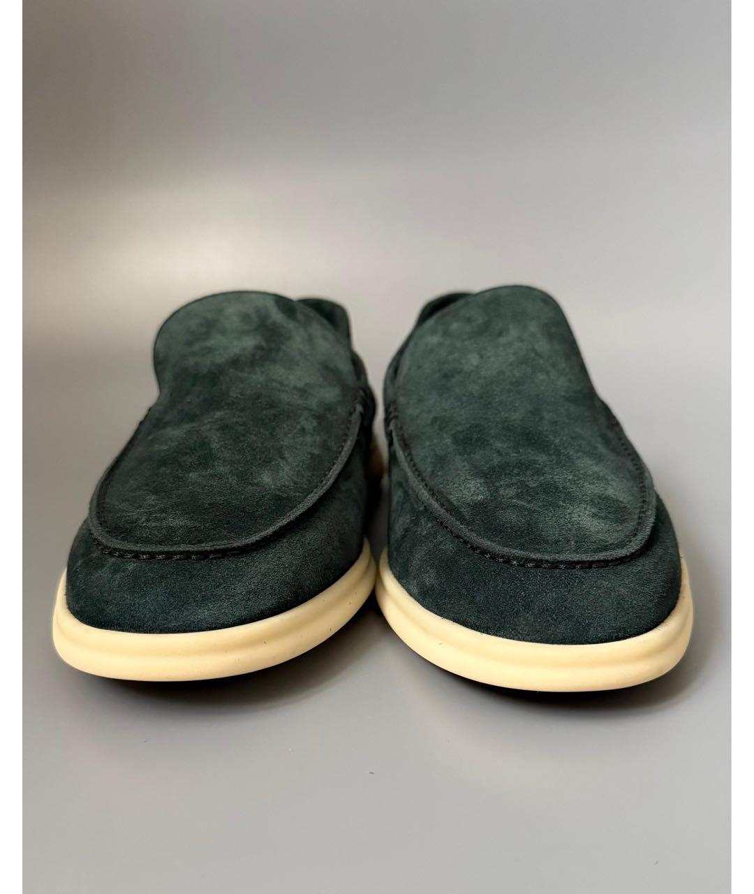 LORO PIANA Зеленые замшевые лоферы, фото 3