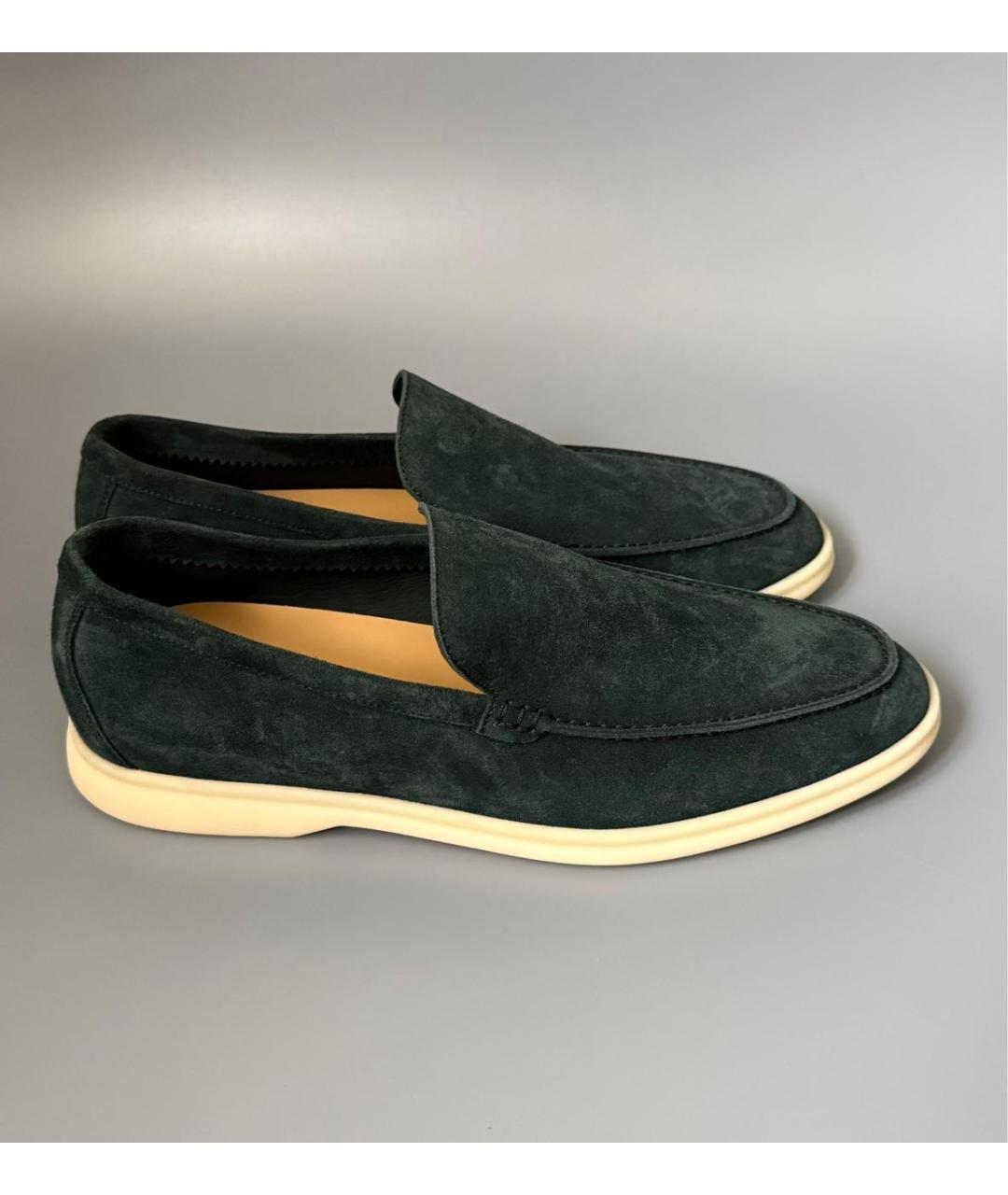 LORO PIANA Зеленые замшевые лоферы, фото 4