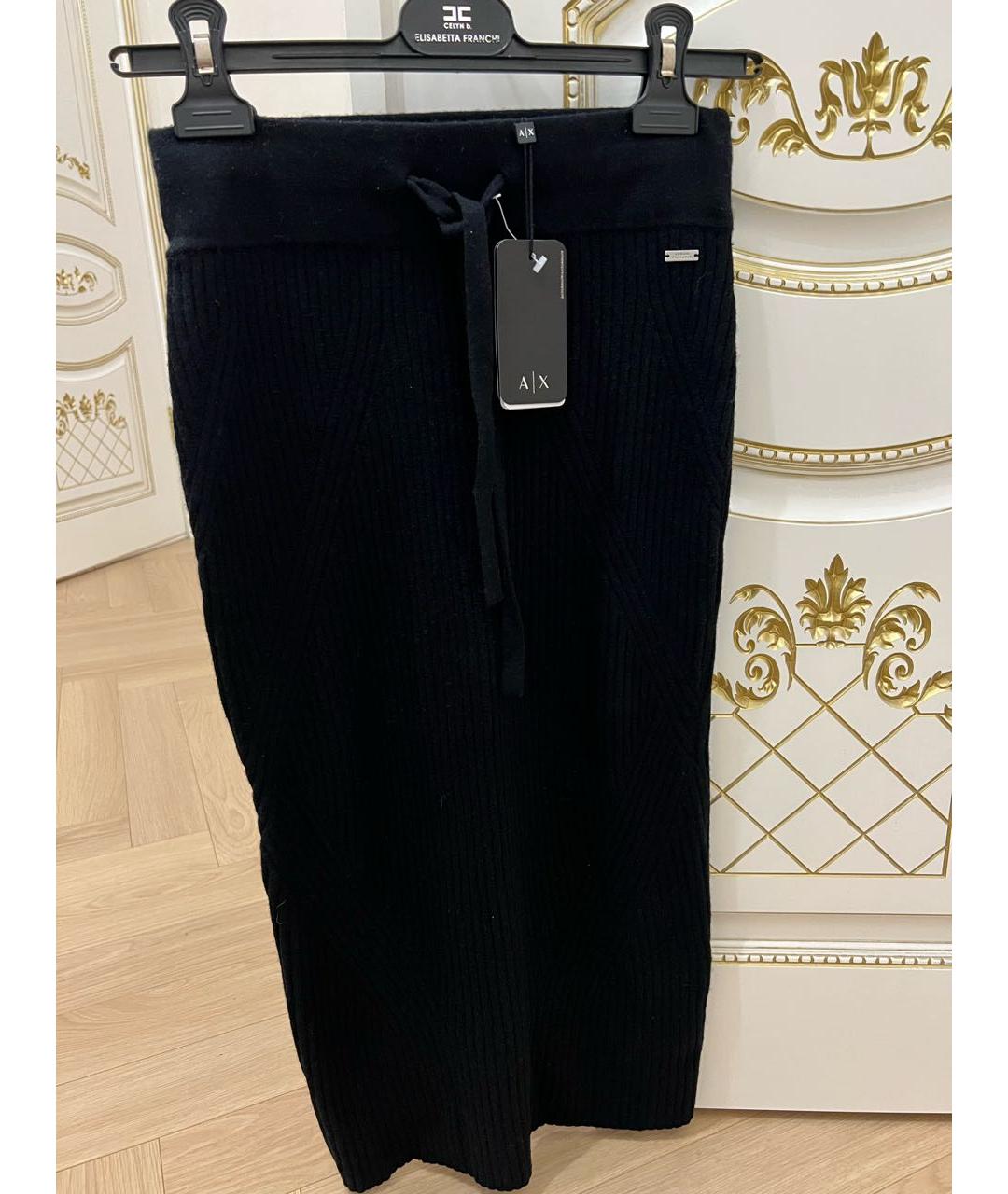 ARMANI EXCHANGE Черная шерстяная юбка миди, фото 4