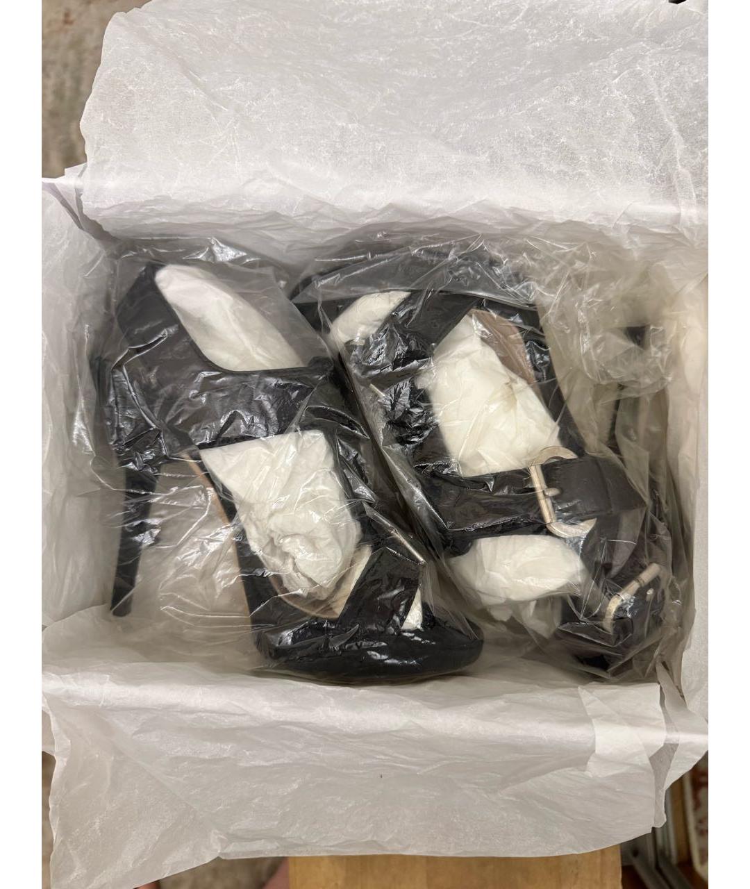 CHRISTIAN DIOR Черные кожаные босоножки, фото 5