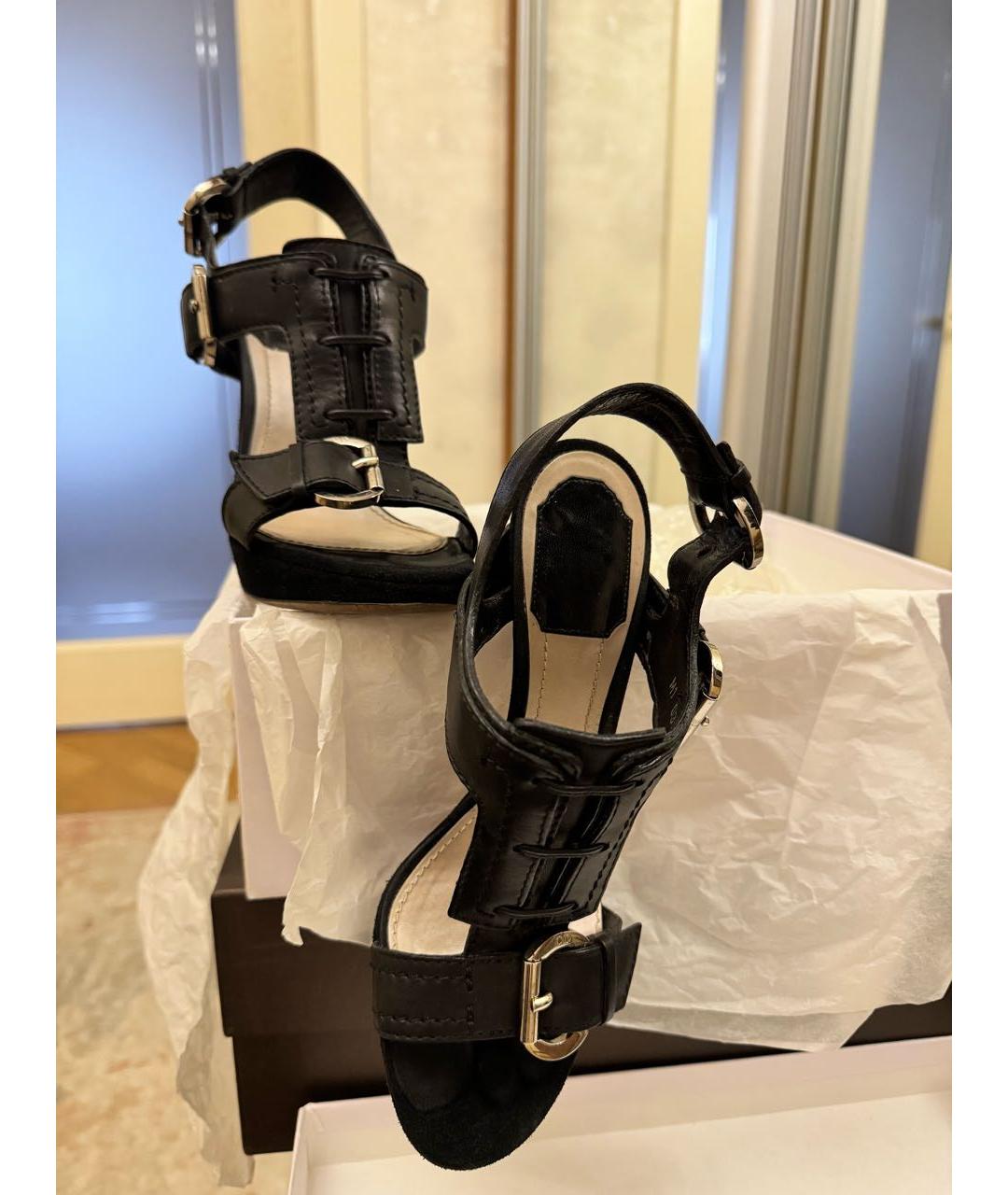 CHRISTIAN DIOR Черные кожаные босоножки, фото 2