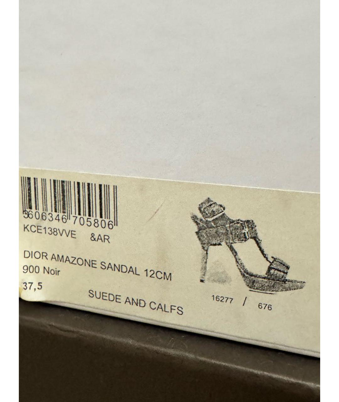 CHRISTIAN DIOR Черные кожаные босоножки, фото 6