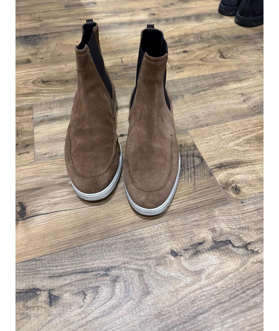 MOORER Коричневые замшевые высокие ботинки, фото 3
