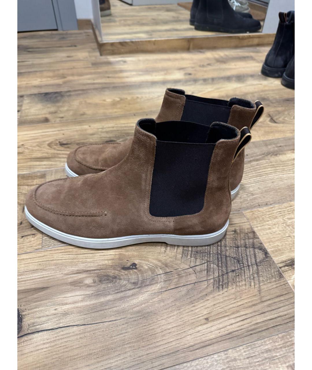 MOORER Коричневые замшевые высокие ботинки, фото 6