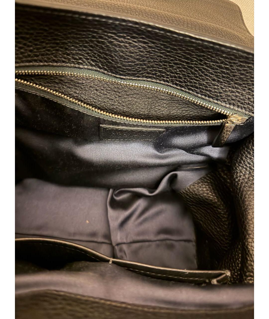 GIORGIO ARMANI Черная кожаная сумка тоут, фото 4