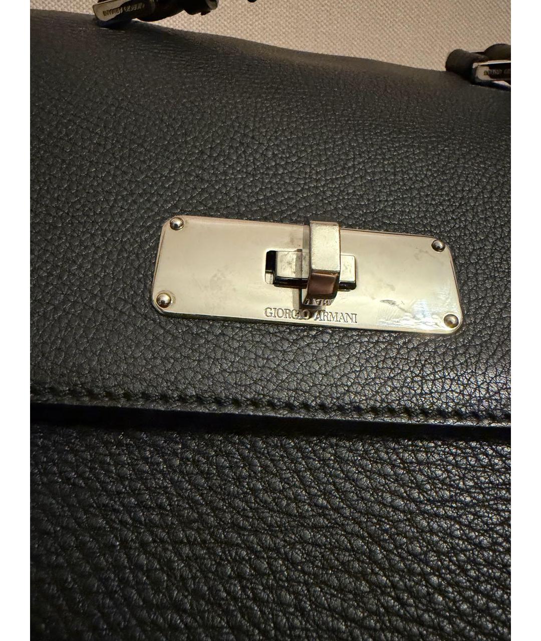 GIORGIO ARMANI Черная кожаная сумка тоут, фото 8