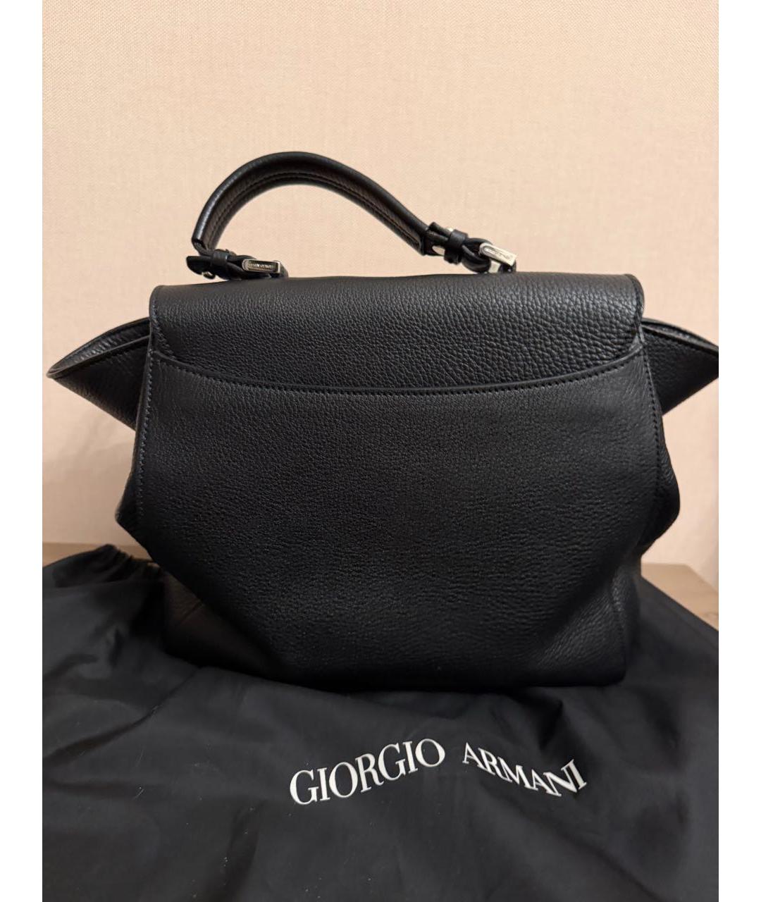 GIORGIO ARMANI Черная кожаная сумка тоут, фото 3