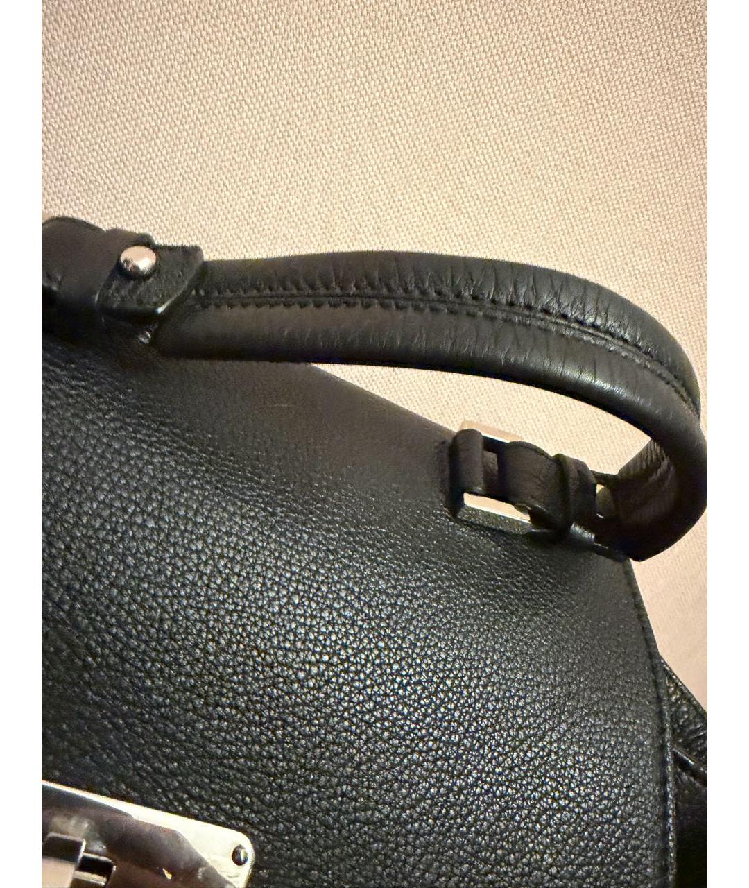 GIORGIO ARMANI Черная кожаная сумка тоут, фото 6
