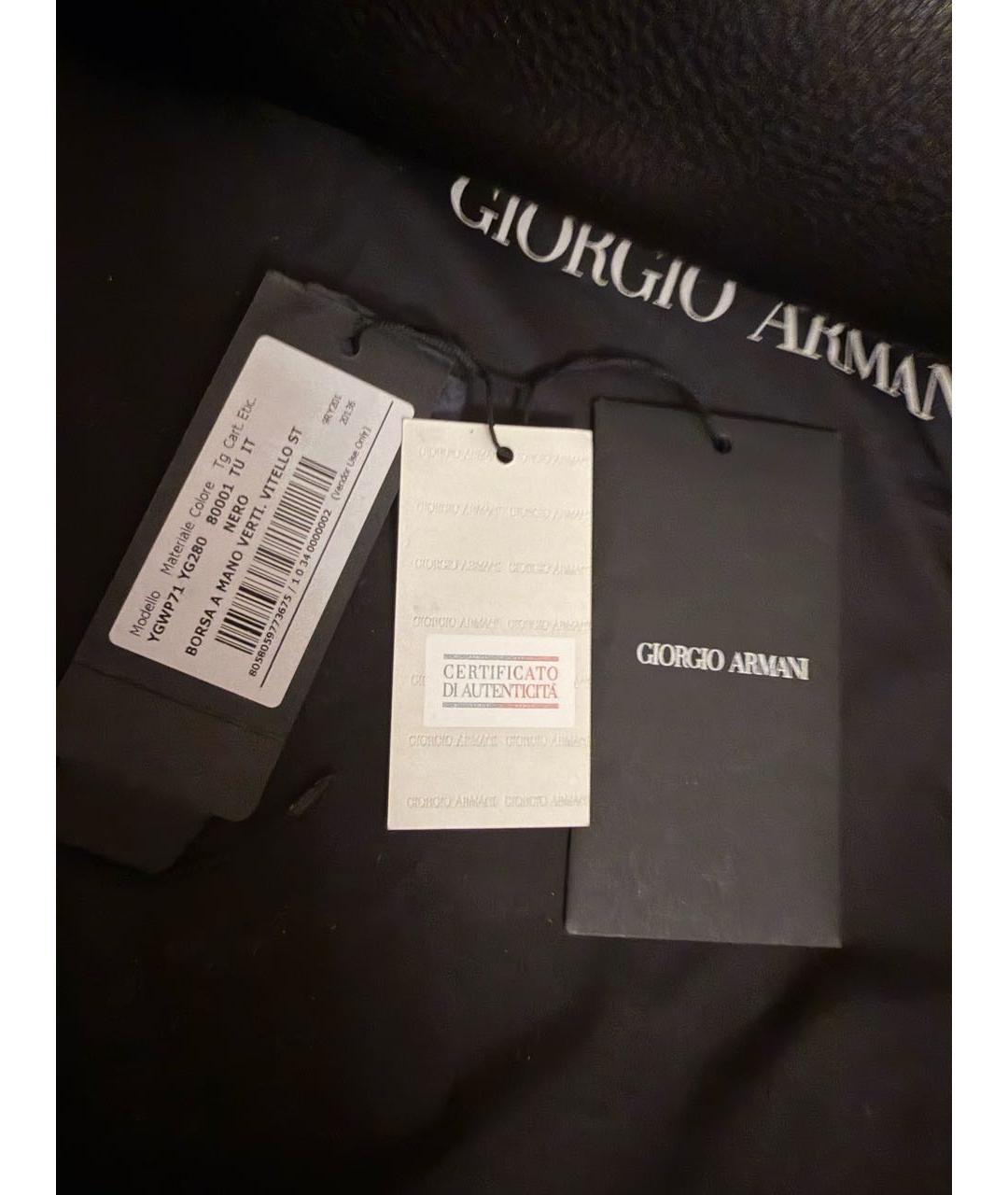 GIORGIO ARMANI Черная кожаная сумка тоут, фото 7