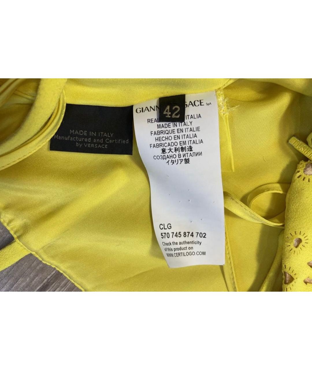 VERSACE COLLECTION Желтое полиэстеровое коктейльное платье, фото 6