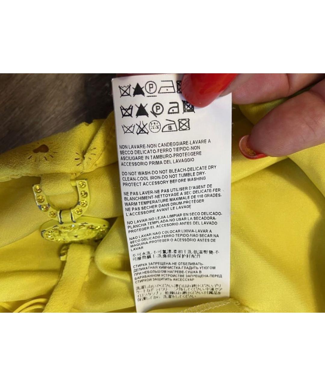 VERSACE COLLECTION Желтое полиэстеровое коктейльное платье, фото 7