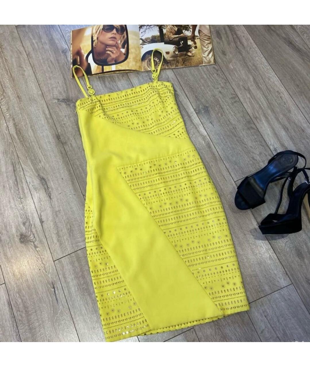 VERSACE COLLECTION Желтое полиэстеровое коктейльное платье, фото 9