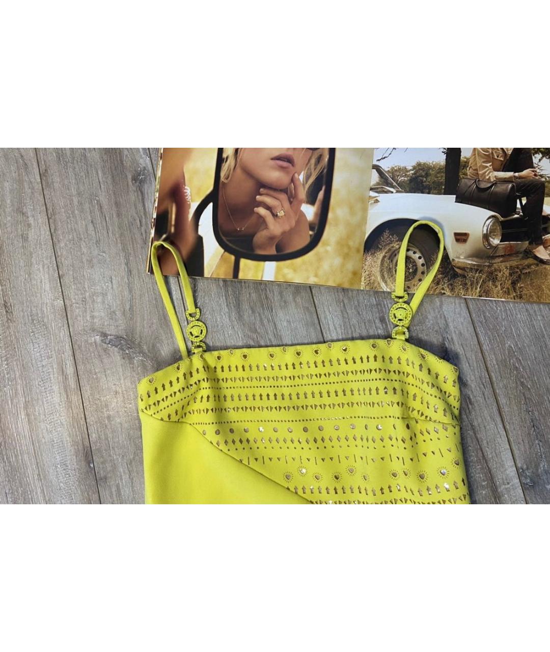 VERSACE COLLECTION Желтое полиэстеровое коктейльное платье, фото 3