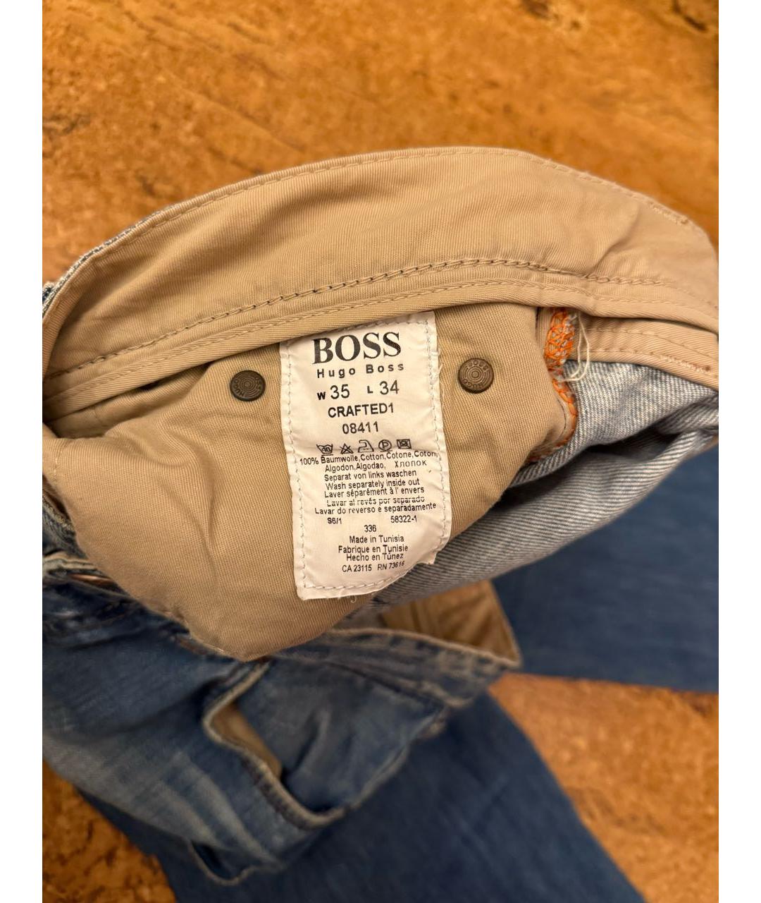 HUGO BOSS Синие хлопковые прямые джинсы, фото 4