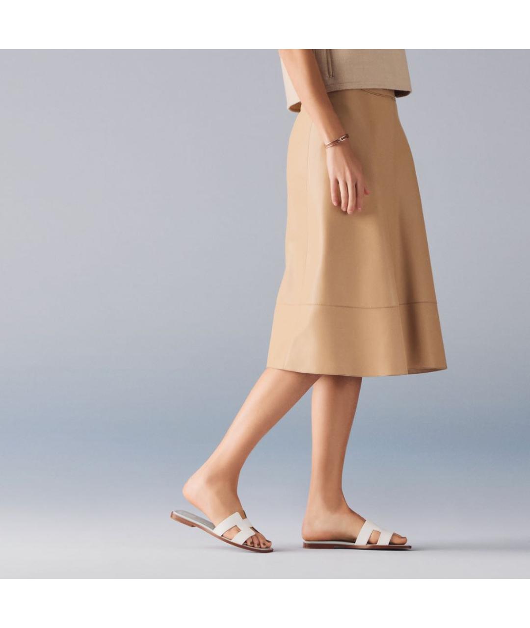 HERMES Белые кожаные сандалии, фото 3