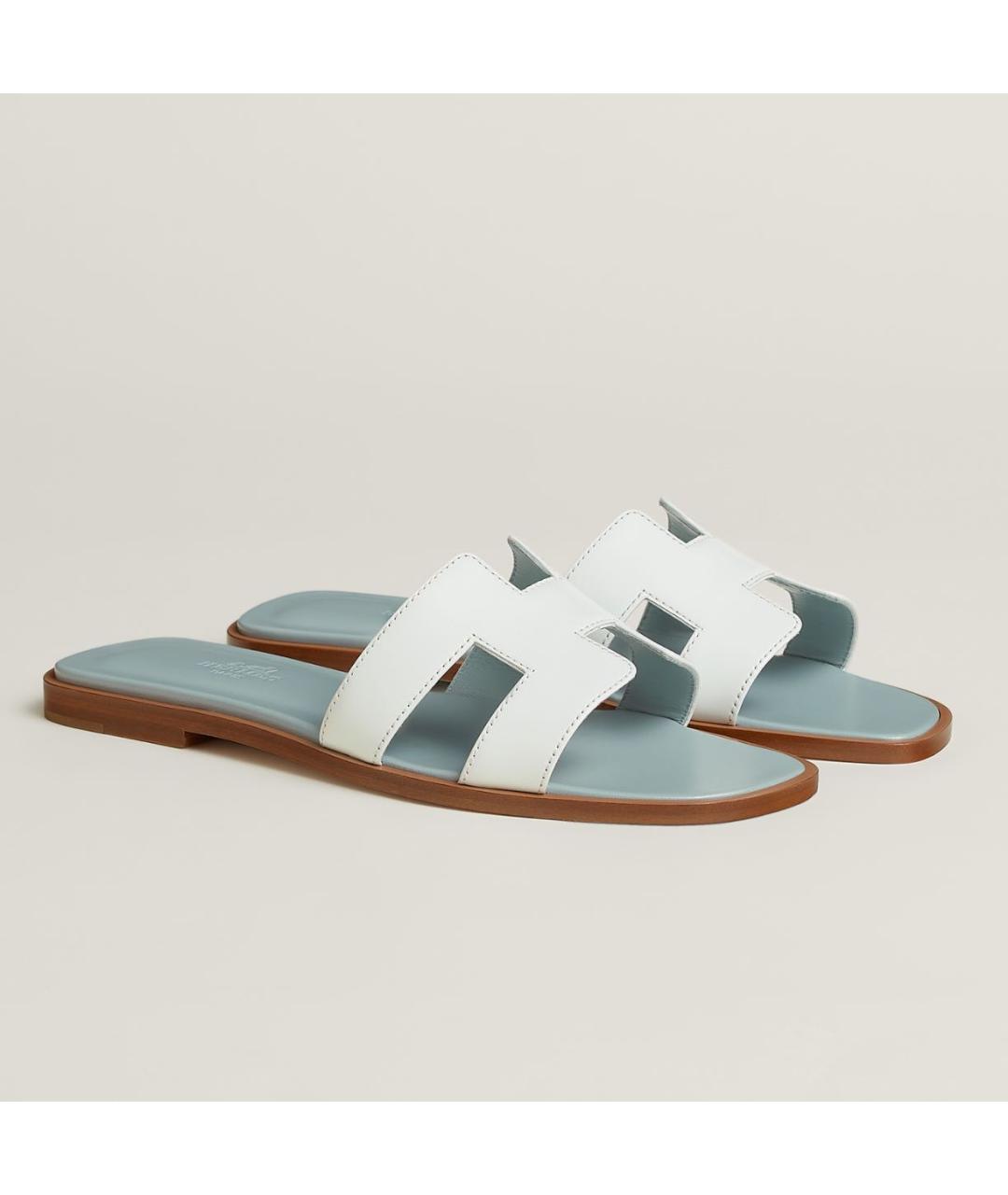 HERMES Белые кожаные сандалии, фото 4