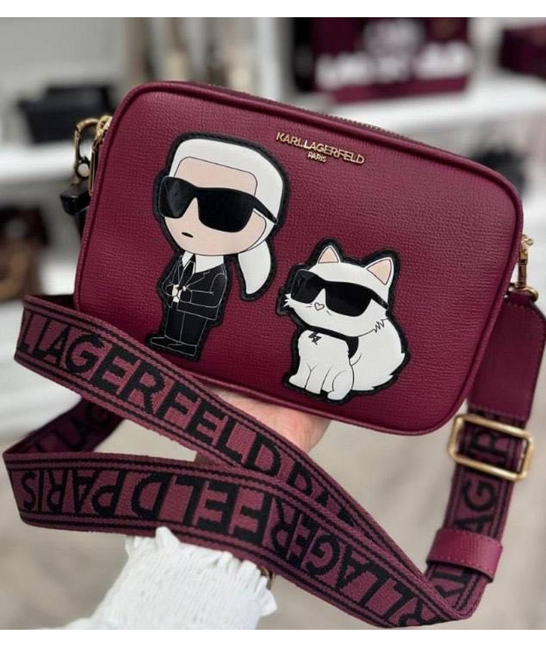 KARL LAGERFELD Бордовая сумка через плечо из искусственной кожи, фото 5